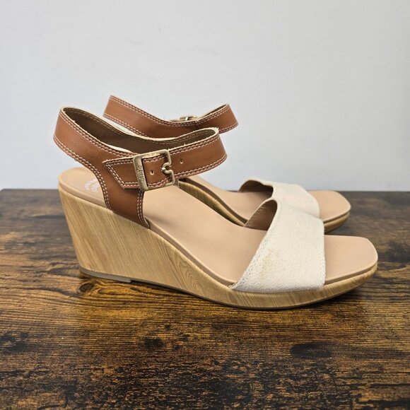 Dr. Scholl's Shoes - Dr Scholls Glimmer Sandals Womens 11M Slingback Strappy Wedge Canvas Brown